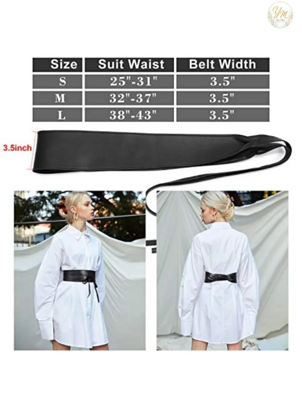 Wide PU Leather Self Tie Obi Belt for Women - Cinch Waist Corset Belt
